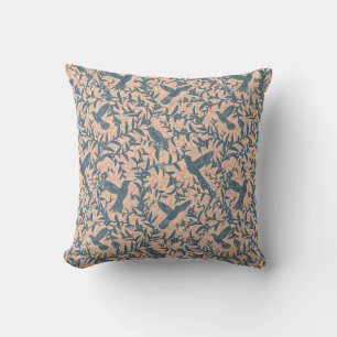 Coussin Feuillage des colibris bleu vintage