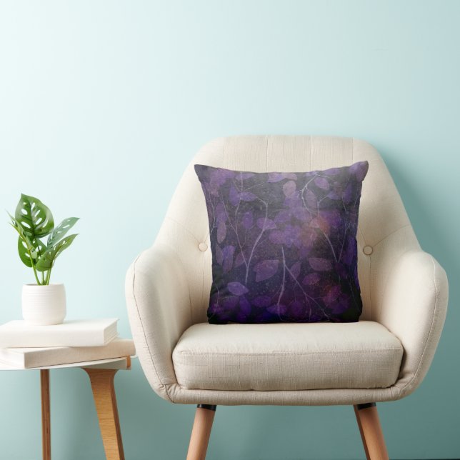 Coussin Feuille abstraite violet foncé (Chaise)