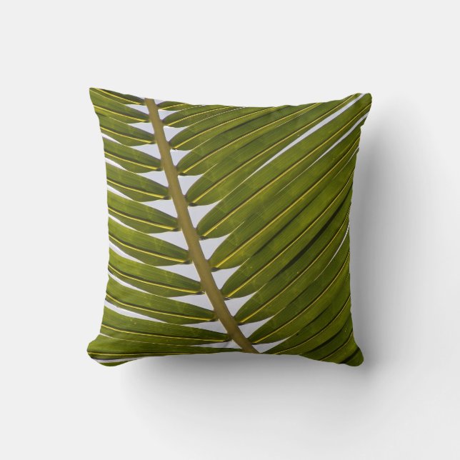 Coussin Feuille blanche de hanche de vert tropical frais (Recto)