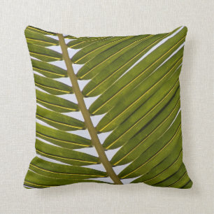 Coussin Feuille blanche de hanche de vert tropical frais