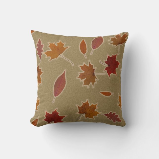 Coussin Feuille d'automne de nature avec la lueur sur la (Recto)