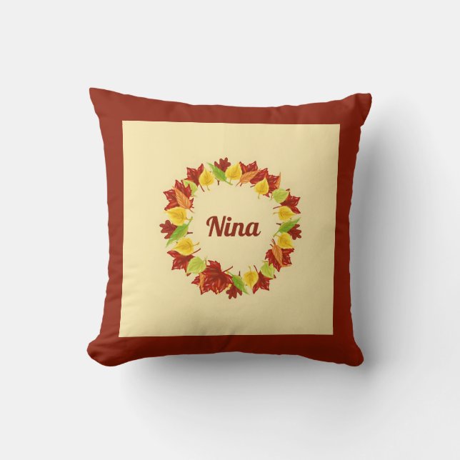 Coussin Feuille d'automne personnalisée Simple souvenir (Recto)