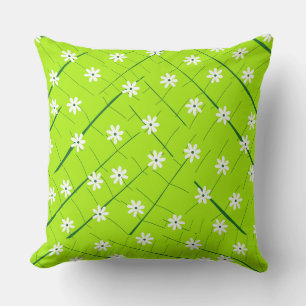 Coussin feuille de banane tropicale et fleurs vert botaniq