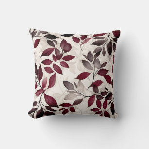 Coussin Feuille de Bourgogne et de Taupe