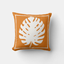 Feuille de Monstera Orange Blanc Moderne et Nautiq