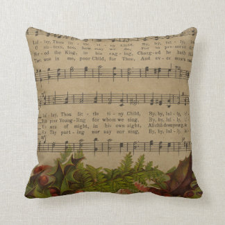 Coussin Feuille de musique vintage de chant de Noël