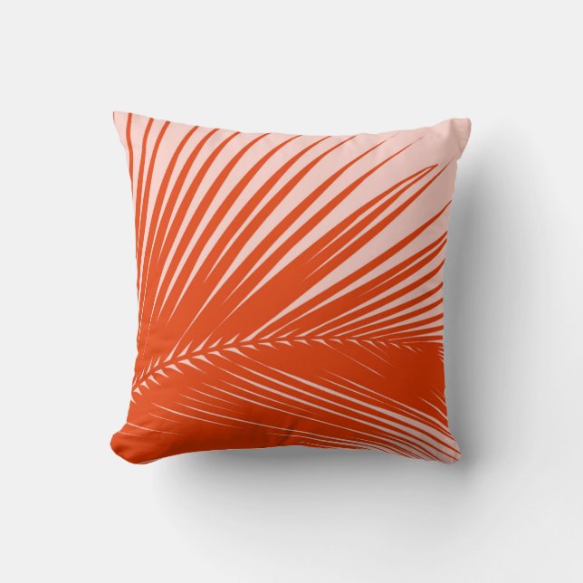 Coussin Feuille de palme - Corail et coquille rose (Recto)