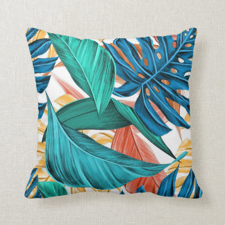 Coussin Feuille de palme de la jungle tropicale verte clas