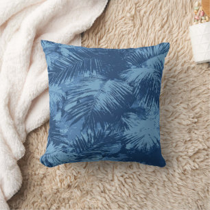 Coussin Feuille de palmier tropicale bleue