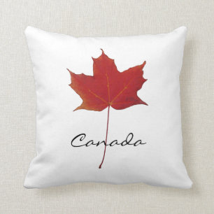 Coussin Feuille d'érable canadienne d'automne rouge -