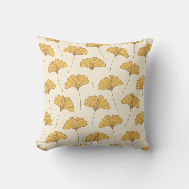 Coussin Feuille d'or de Ginkgo d'automne (Recto)