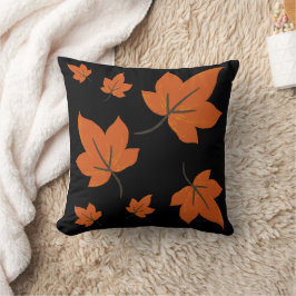 Coussin Feuille orange sur motif d'automne
