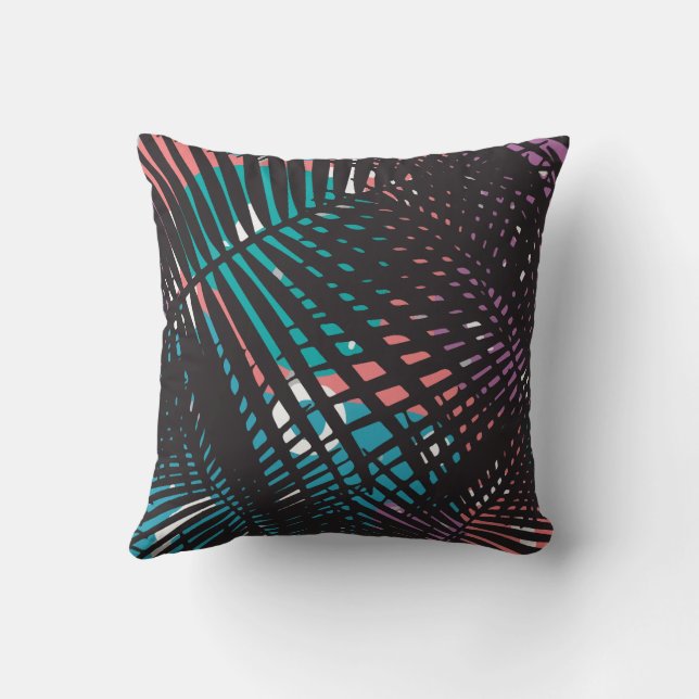 Coussin Feuille Palm Dapraia Arrière - plan Bleu Et Rose (Verso)