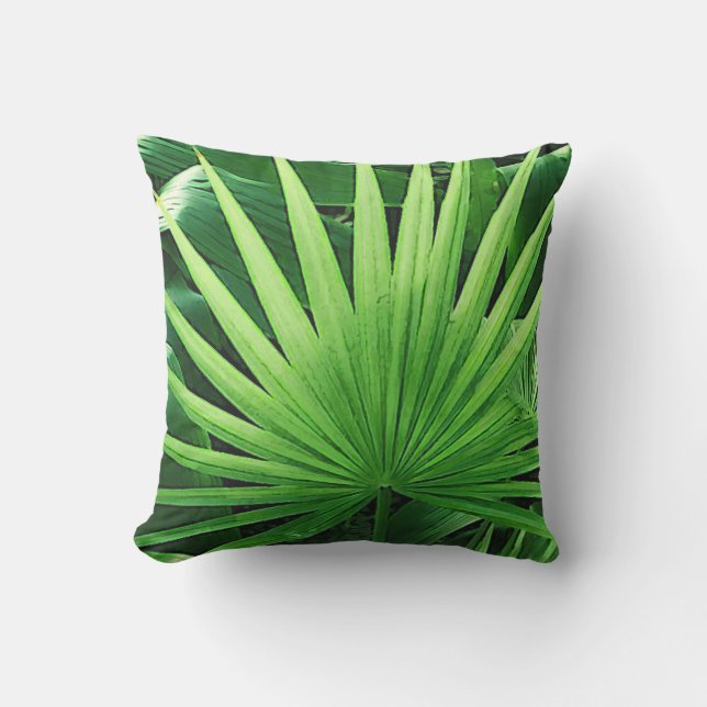 Coussin Feuille tropical, paume de moulin à vent, (Recto)