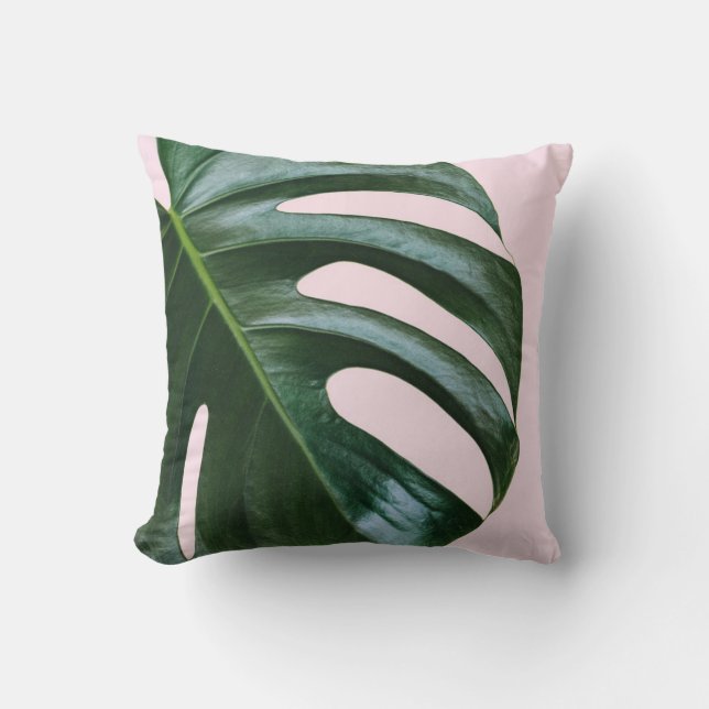 Coussin Feuille tropicale de Monstera (Recto)