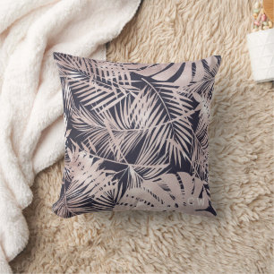Coussin Feuille tropicale en feuille d'or rose
