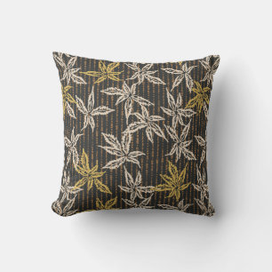 Coussin Feuilles botaniques Complexe maximaliste noir 