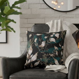 Coussin Feuilles botaniques modernes foncés
