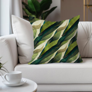 Coussin Feuilles brunes vertes Tons de terre abstraits