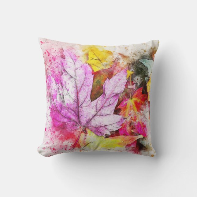 Coussin Feuilles couleur aquarelle (Recto)