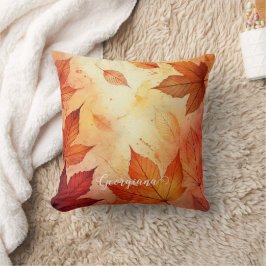 Coussin Feuilles d'aquarelle autummonique personnalisée