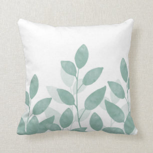 Coussin Feuilles d'aquarelle verte Celadon