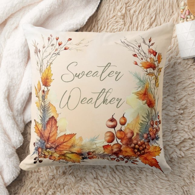 Coussin Feuilles d'automne aquarelle (Couverture)