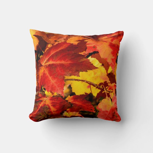 Coussin Feuilles d'automne colorées, feuille d'érable roug (Recto)