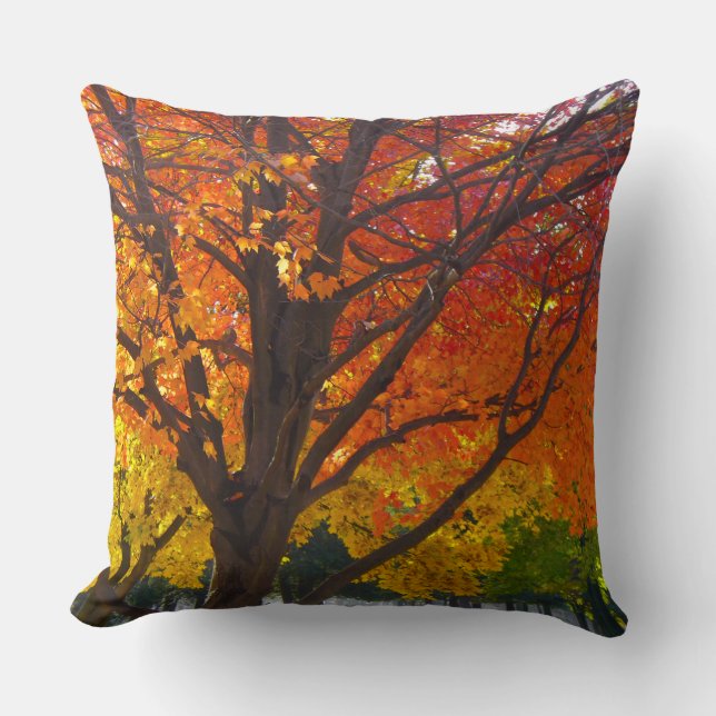 Coussin Feuilles d'automne de la photo jaune et orange (Recto)