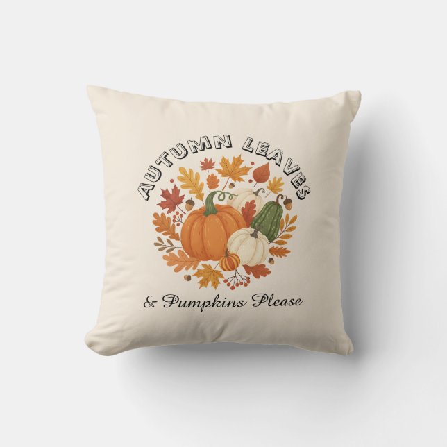Coussin Feuilles d'automne et Citrouilles s'il vous plaît  (Recto)