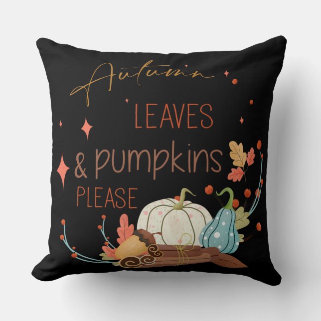 Coussin Feuilles d'automne et Citrouilles s'il vous plaît (Recto)