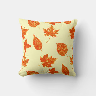 Coussin Feuilles d'automne - jaune pâle et orange