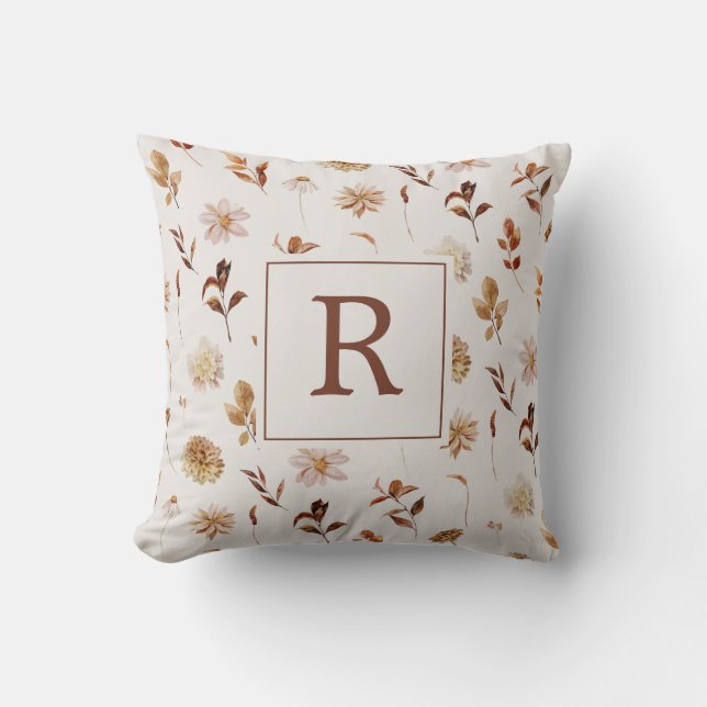 Coussin Feuilles d'automne Monogrammées (Recto)