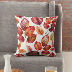Coussin Feuilles d'automne orange et rouge vibrant Jeu d'o