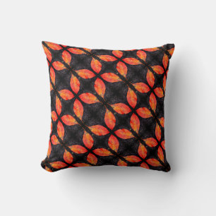 Coussin Feuilles d'automne orange rouge foncé dos solide