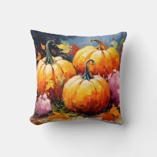 Coussin Feuilles d'automne rustiques Citrouilles colorées