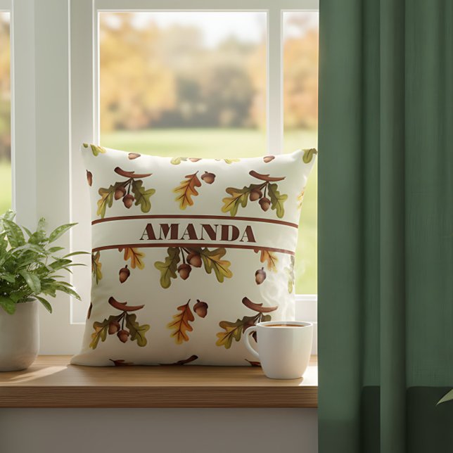 Coussin Feuilles d'automne simples de ferme personnalisées (Fall decor pillow soft and stylish. Seasonal cute tone. )