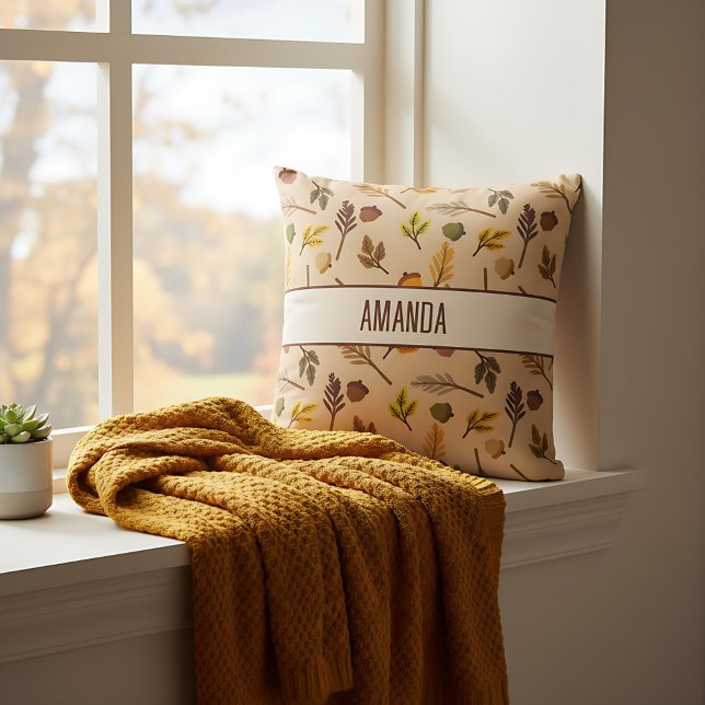Coussin Feuilles d'automne simples de ferme personnalisées (Autumn pillow-soft farmhouse decor)