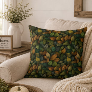 Coussin Feuilles d'automne Teintes terrestres botaniques O