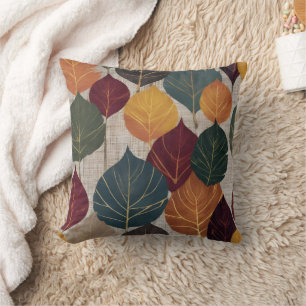 Coussin Feuilles d'automne vibrantes dans un arrangement a