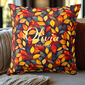 Coussin Feuilles d'automne vibrantes | Décor automne