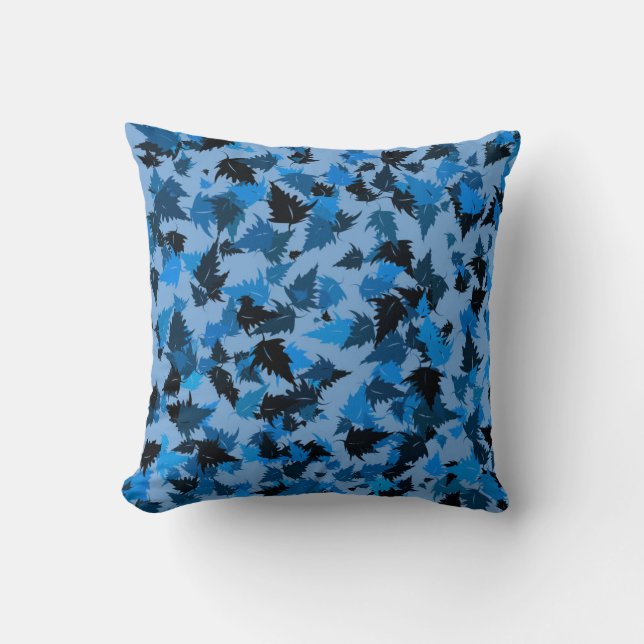 Coussin Feuilles de chêne bleu (Recto)