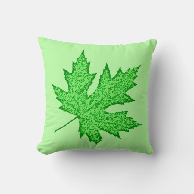 Coussin Feuilles de chêne - nuances de vert (Recto)