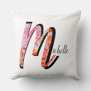 Coussin Feuilles de chute abstraites personnalisées monogr