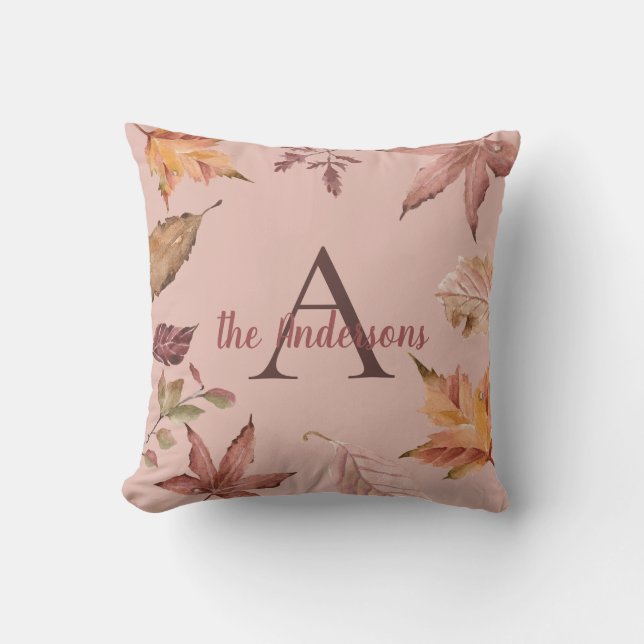 Coussin Feuilles de chute d'aquarelle personnalisées (Recto)