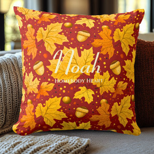 Coussin Feuilles de chute du coeur Décor d'automne