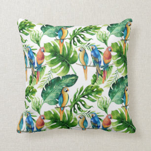 Coussin Feuilles de forêt tropicale verte de la jungle des
