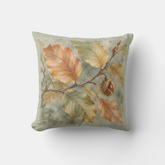 Coussin Feuilles de hêtre cuivré, sauge botanique aquarell