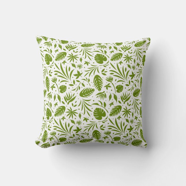 Coussin Feuilles de jungle tropicale verte Imprimer (Recto)