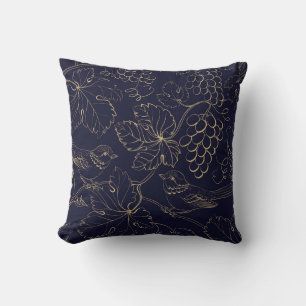 Coussin Feuilles de la marine et des baies de raisins d'or